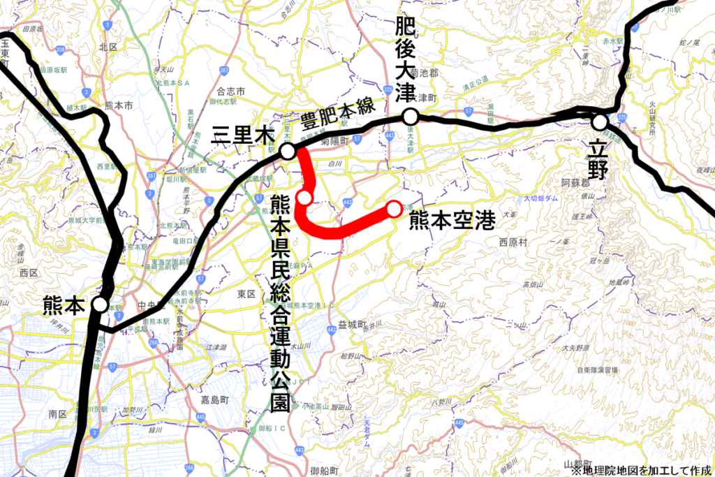 熊本空港アクセス鉄道（路線図）
