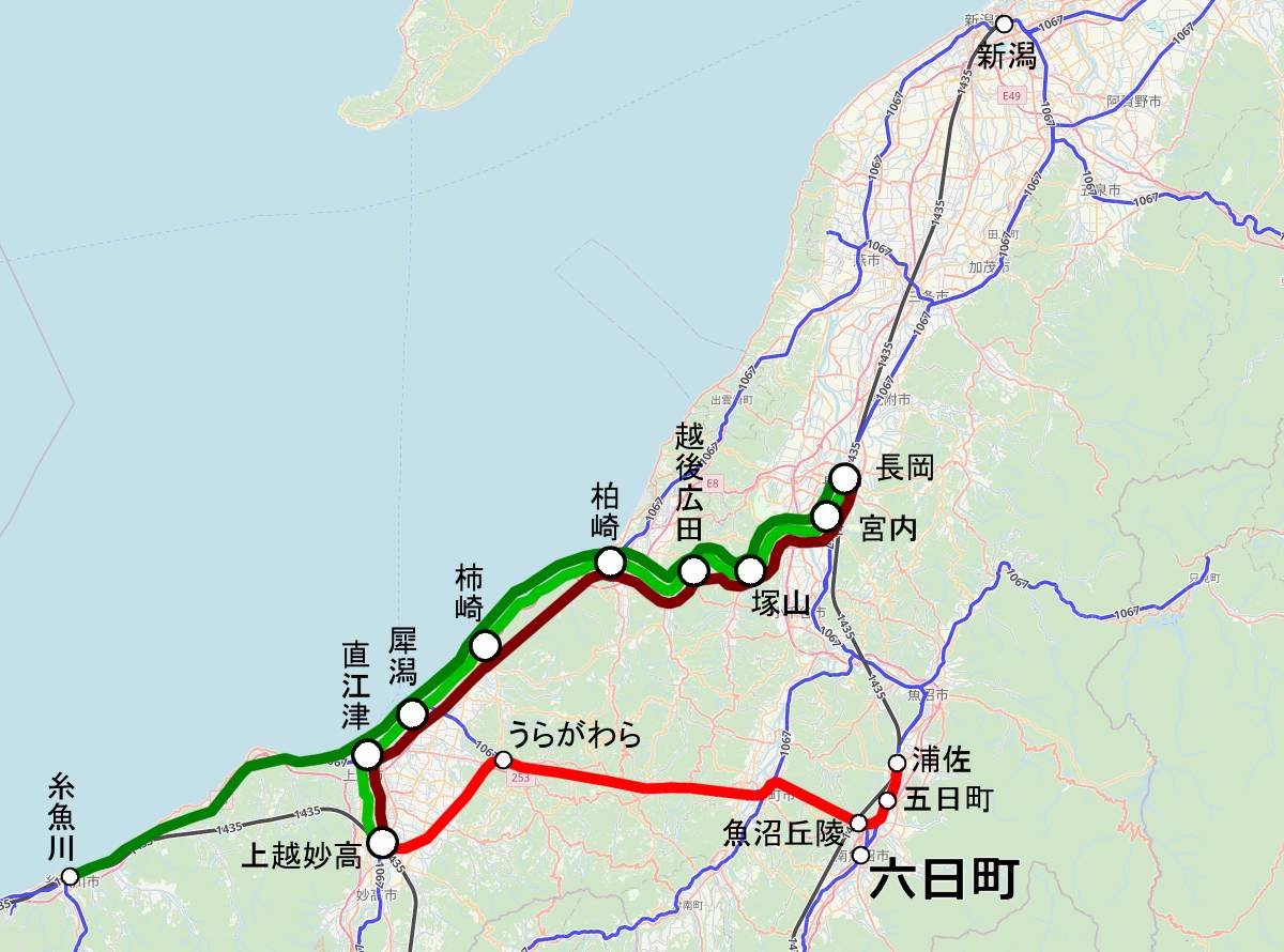 新潟県高速鉄道ネットワーク：長岡～上越妙高など | 未来鉄道データベース